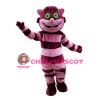 Funny Smiling Purple & Pink Striped Cat Mascot Costume