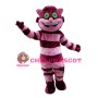 Funny Smiling Purple & Pink Striped Cat Mascot Costume