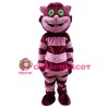 Funny Smiling Purple & Pink Striped Cat Mascot Costume
