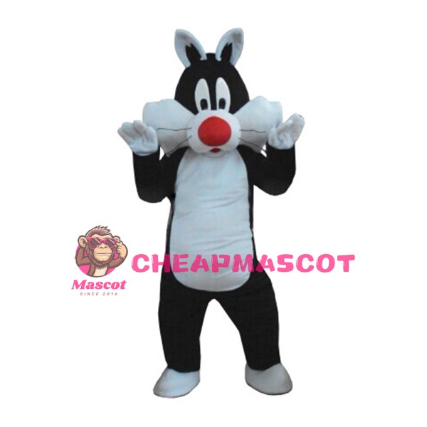 Cute Furry Black Cat Mascot Costume