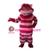 Plush Big Mouth Pink Striped Cat Mascot Costume