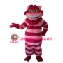 Plush Big Mouth Pink Striped Cat Mascot Costume