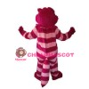 Plush Big Mouth Pink Striped Cat Mascot Costume