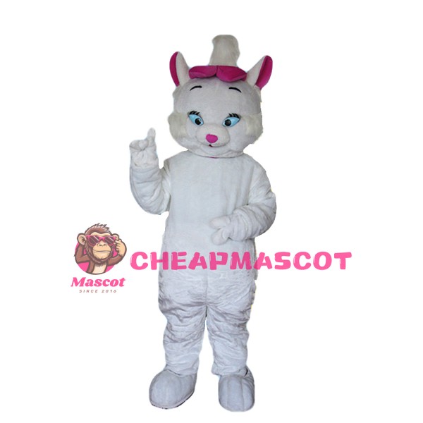 Shy White Cat Mascot Costume