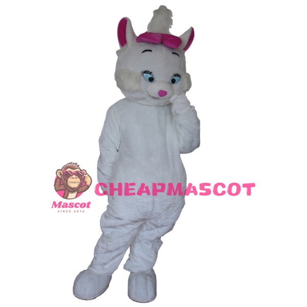 Shy White Cat Mascot Costume