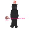 Polite Black & White Cat With Red Tie And Hat Mascot Costume
