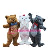 Cartoon White Cat With Pink Tie Mascot Costume