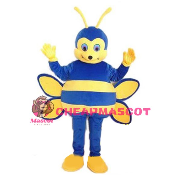 Polite Blue Bee Mascot Costume For Masquerade