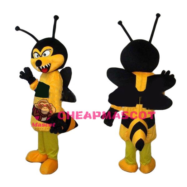 Adult Size Bee With Fierce Face Mascot Costume