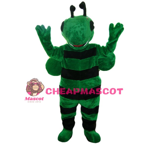 Strong Cartoon Green Bee Mascot Costume
