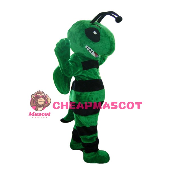 Strong Cartoon Green Bee Mascot Costume