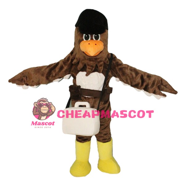 Plush Brown Bird With Shoes And Bag Mascot Costume