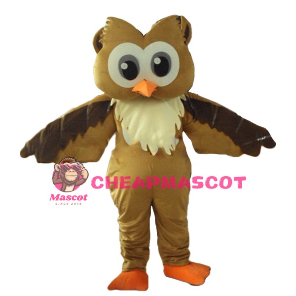 Cartoon Big Eyes Brown Owl Mascot Costume