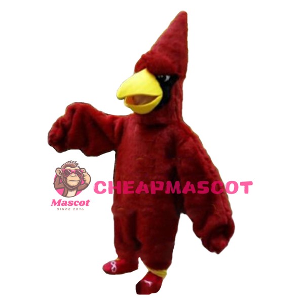 Long Wool Pointed Red Bird Mascot Costume