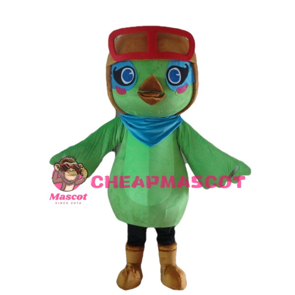 New Arrival Cartoon Green Bird With Berets Mascot Costume