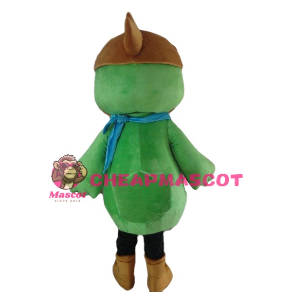 New Arrival Cartoon Green Bird With Berets Mascot Costume
