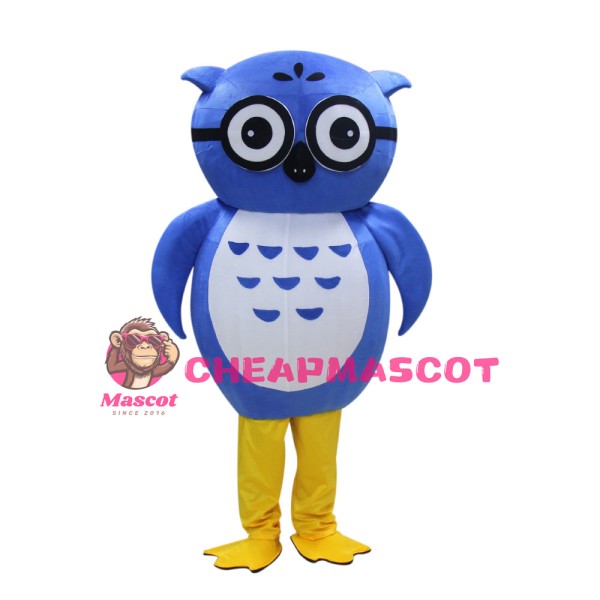 Cartoon Blue Owl Mascot Costume