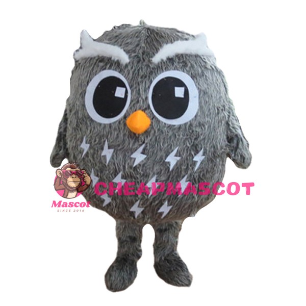Cute Cartoon Grey Owl Mascot Costume