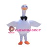 Cute White Goose With Tie Mascot Costume