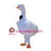 Cute White Goose With Tie Mascot Costume