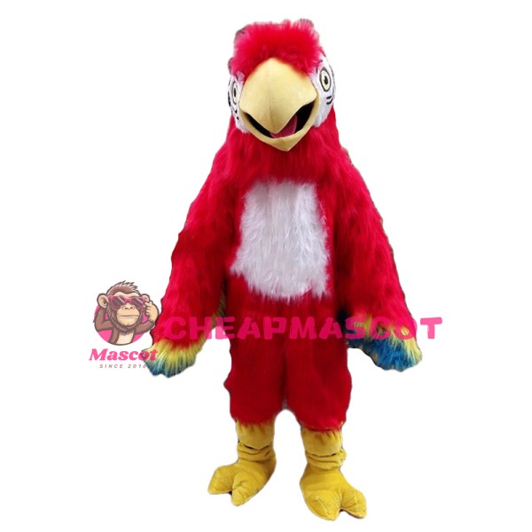 Long Fur Red Bird Mascot Costume