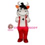 Naughty Cow With Overalls Mascot Costume