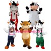 Naughty Cow With Overalls Mascot Costume