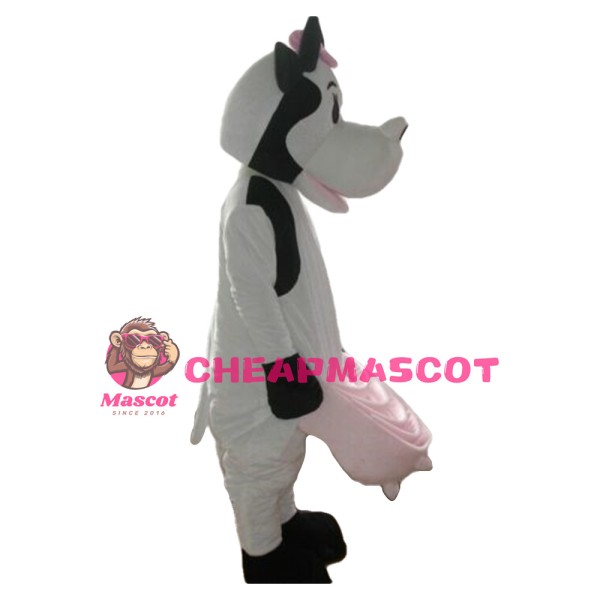 For Carnival Beautiful Cow With Pink Bow Mascot Costume