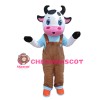 Cartoon Cow Brothers With Rompers Mascot Costume