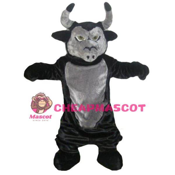 Strong Black & Grey Bull Mascot Costume