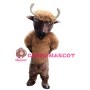 Long Fur Brown Bull Mascot Costume