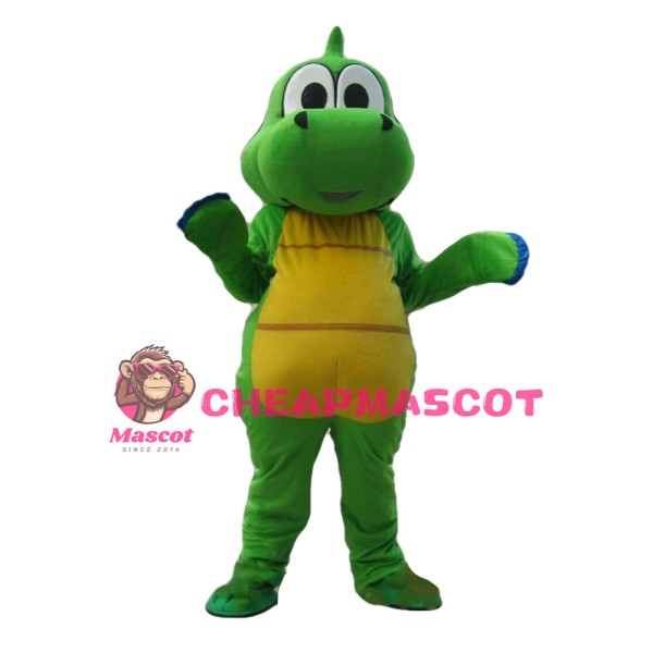 Cute Cartoon Green & Yellow Dinosaur Mascot Costume