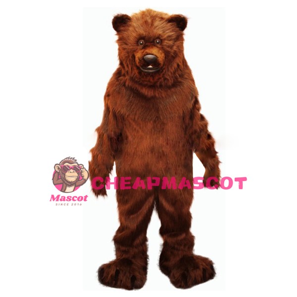 Fierce Long Fur Brown Bear Mascot Costume