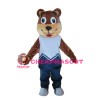 Funny Cartoon Brown Bear With Sports Suit Mascot Costume