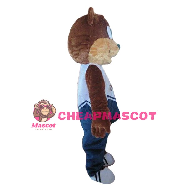 Funny Cartoon Brown Bear With Sports Suit Mascot Costume