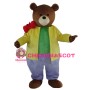 Casual Brown Bear With Colorful Suit Mascot Costume