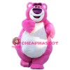 Strong Rose Red Bear With Smiling Face Mascot Costume