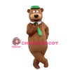 New Fancy Bear With Green Tie And Hat Mascot Costume