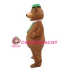 New Fancy Bear With Green Tie And Hat Mascot Costume