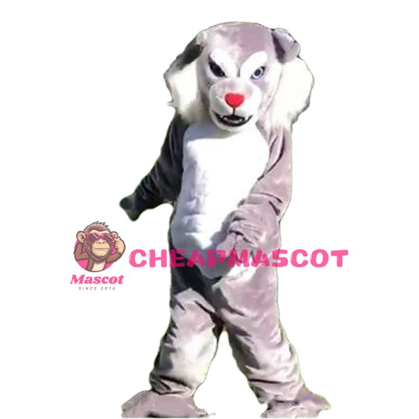 Fierce Grey & White Wolf Mascot Costume