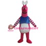 Cute Cartoon Pink Kangaroo With Blue Top Mascot Costume
