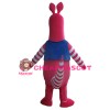 Cute Cartoon Pink Kangaroo With Blue Top Mascot Costume