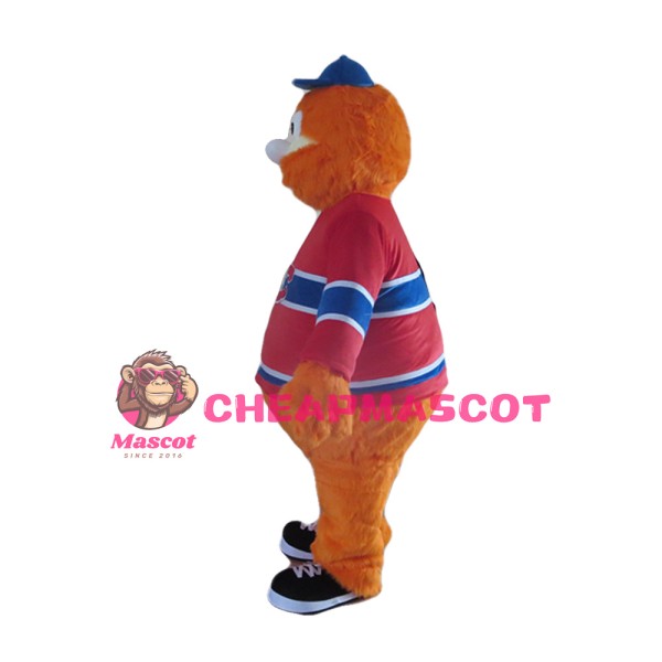 Customized Furry Orange Doll With Sports Shirt Mascot Costume