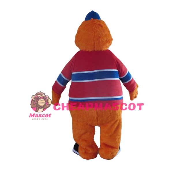 Customized Furry Orange Doll With Sports Shirt Mascot Costume