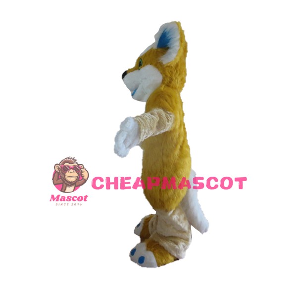 Plush Long Fur Brown & White Dog Mascot Costume