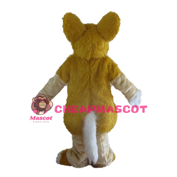 Plush Long Fur Brown & White Dog Mascot Costume