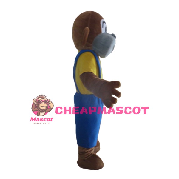 Unisex Naughty Monkey With Blue Rompers Mascot Costume