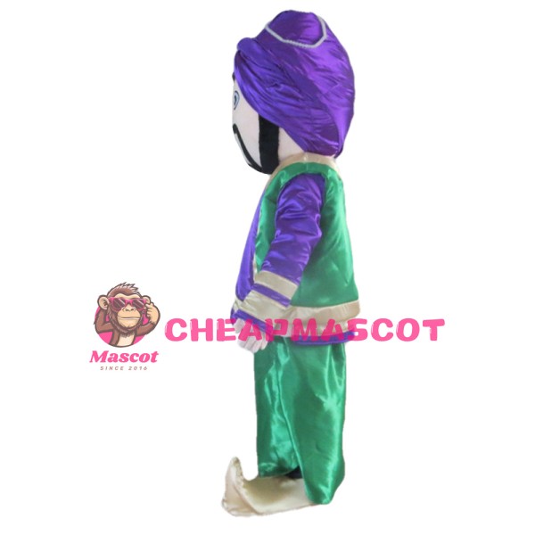 Friendly Arab Man With Purple Top Mascot Costume