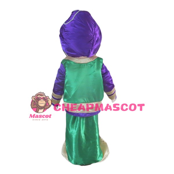Friendly Arab Man With Purple Top Mascot Costume