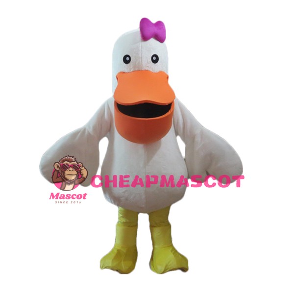 Newest Good Quality Egret With Pink Bow Mascot Costume